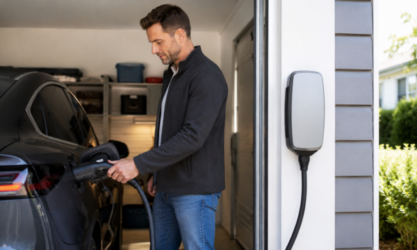 Next Solar residential EV charger powering an electric vehicle at home in Northern California with clean energy charging.